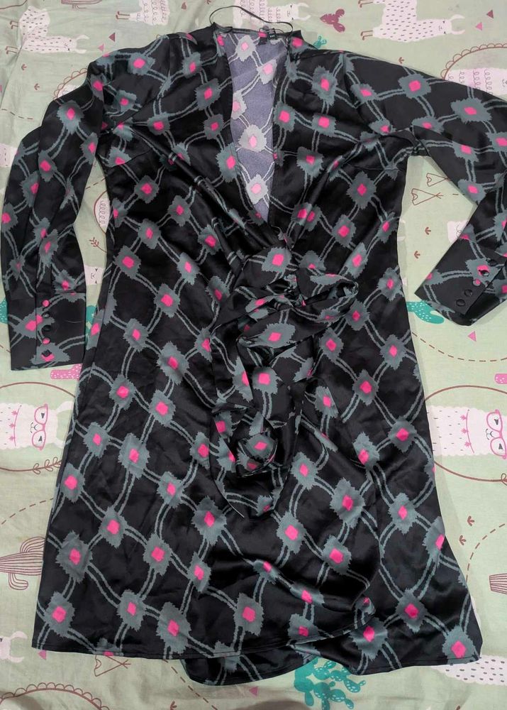 Elegant Printed Wrap Dress