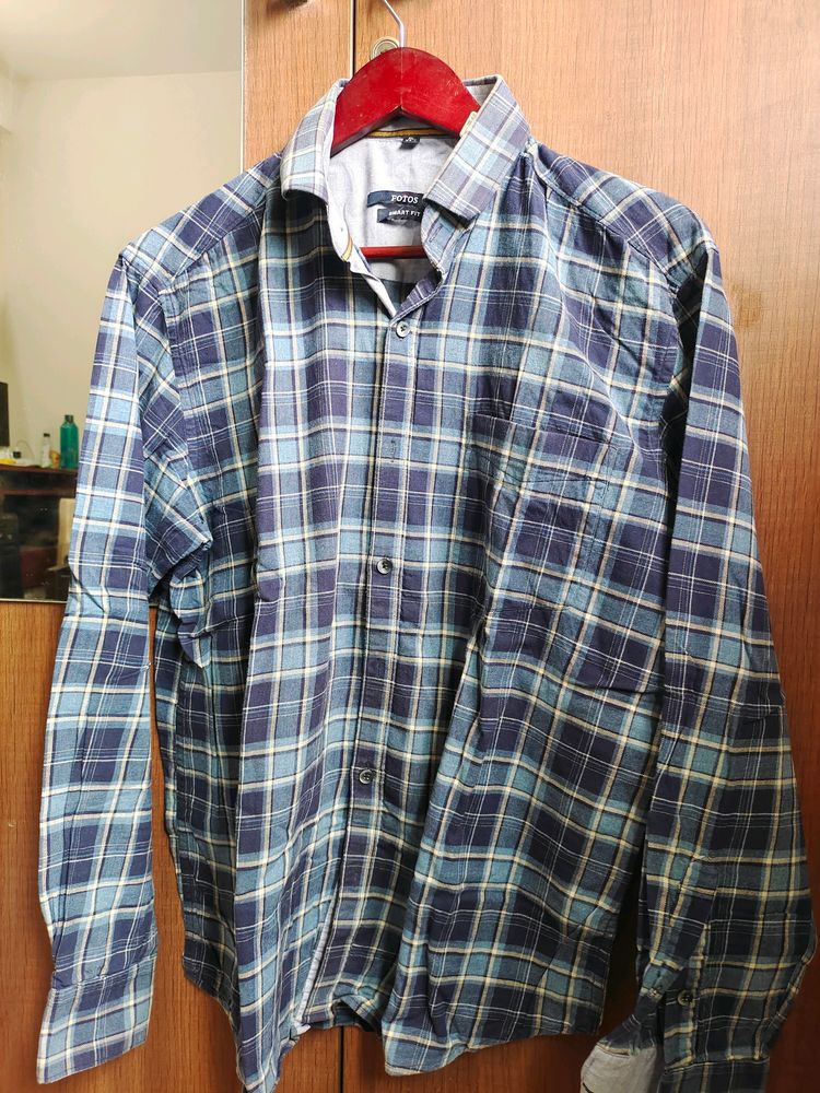 Men Casual Shirt - Dark Blue Checked