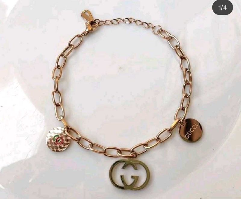 Rose Gold Chain Bracelet with Charms