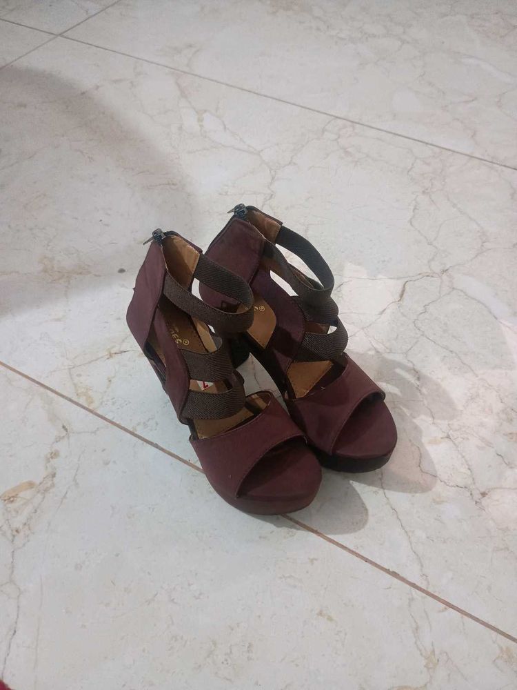 Burgundy Heeled Sandals