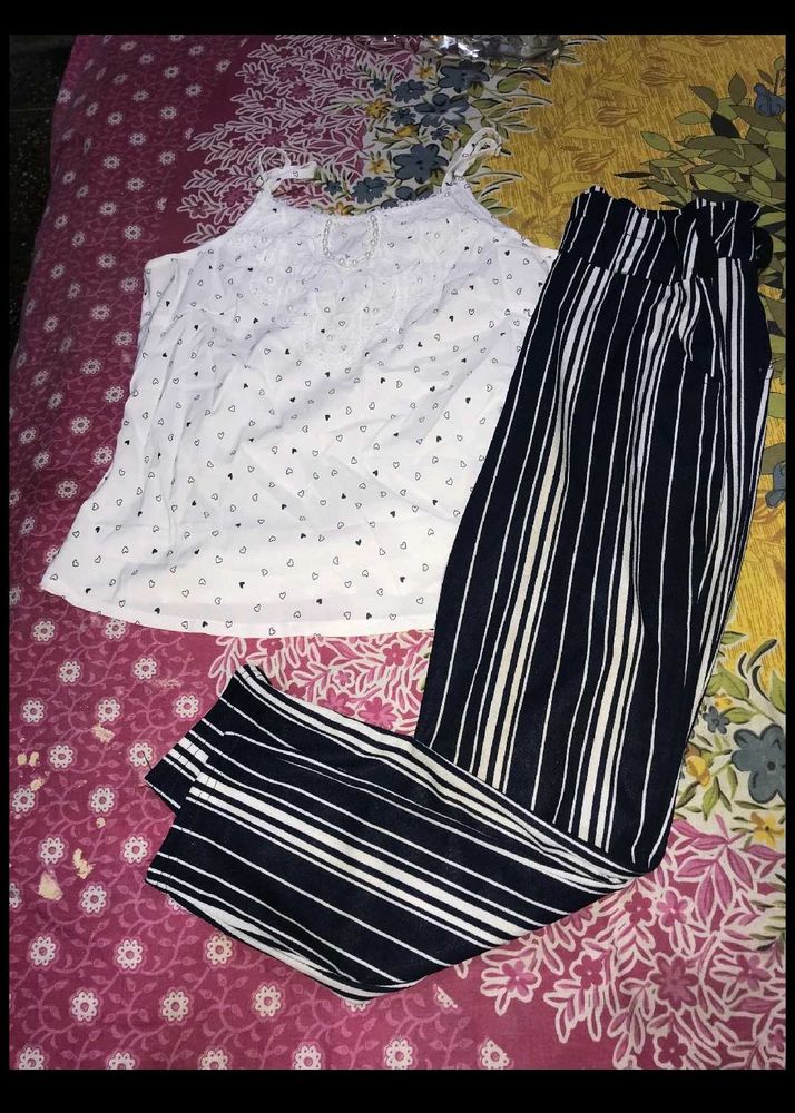 Chic Striped Co-ord Set top and bottom