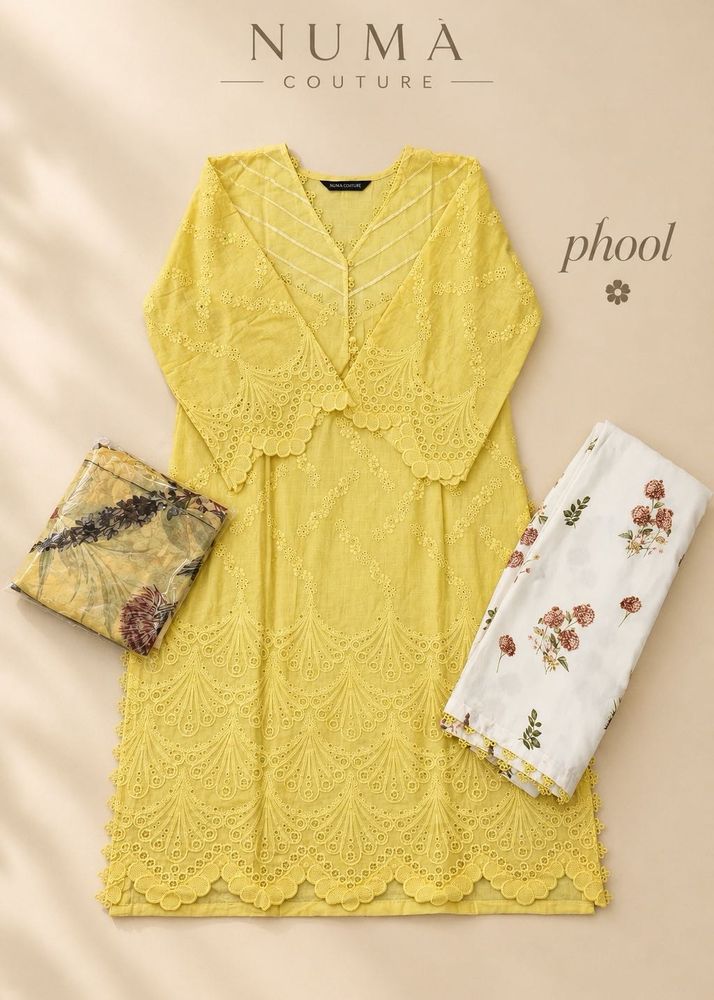 NUMA COUTURE Yellow Chikankari Kurta Set