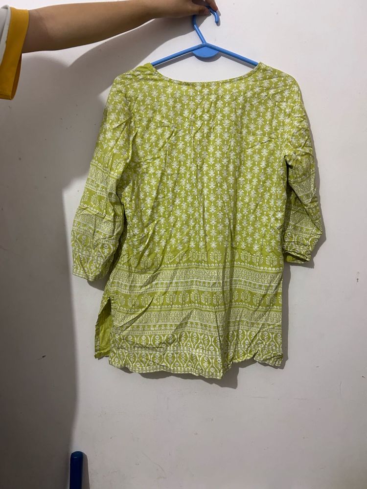 Green Printed Kurta