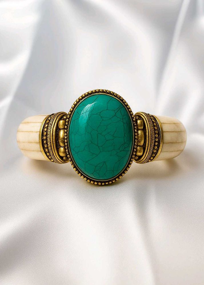 TURQUOISE Bone Mosiac Vintage Statement Bangle