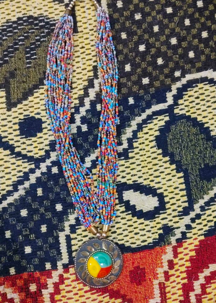 ✨ Colorful Beaded Boho Necklace | Statement Pendan