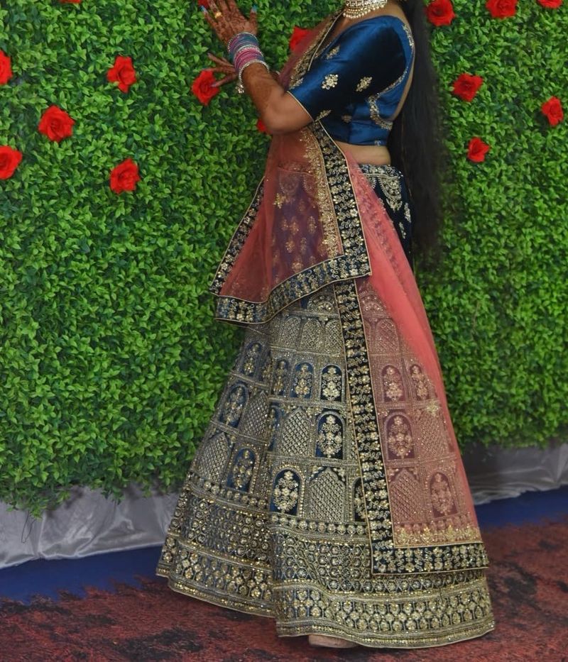 Stunning Blue &amp; Pink Embroidered Lehenga