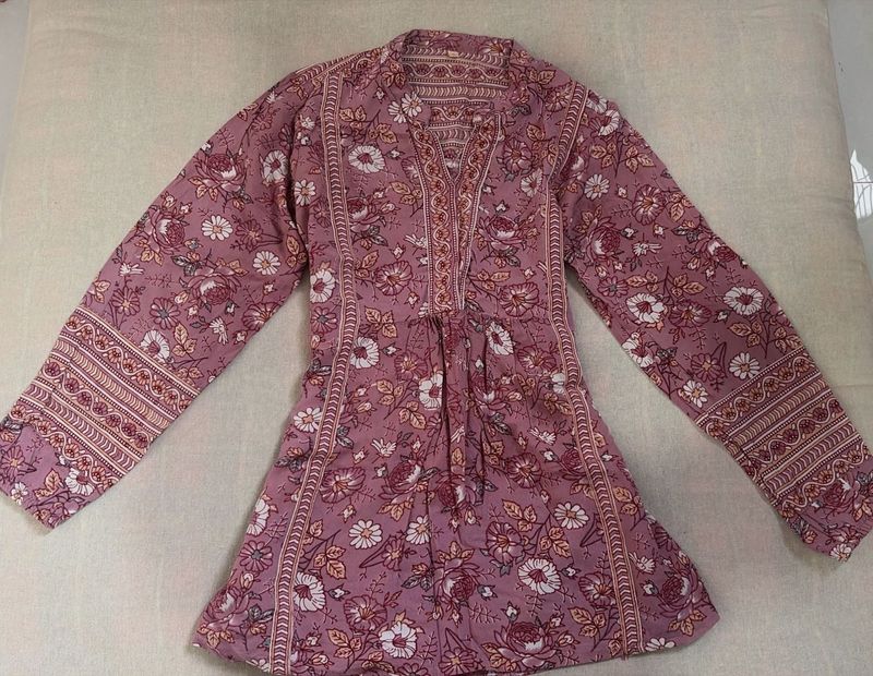 Boho Floral Print Long Sleeve Tunic