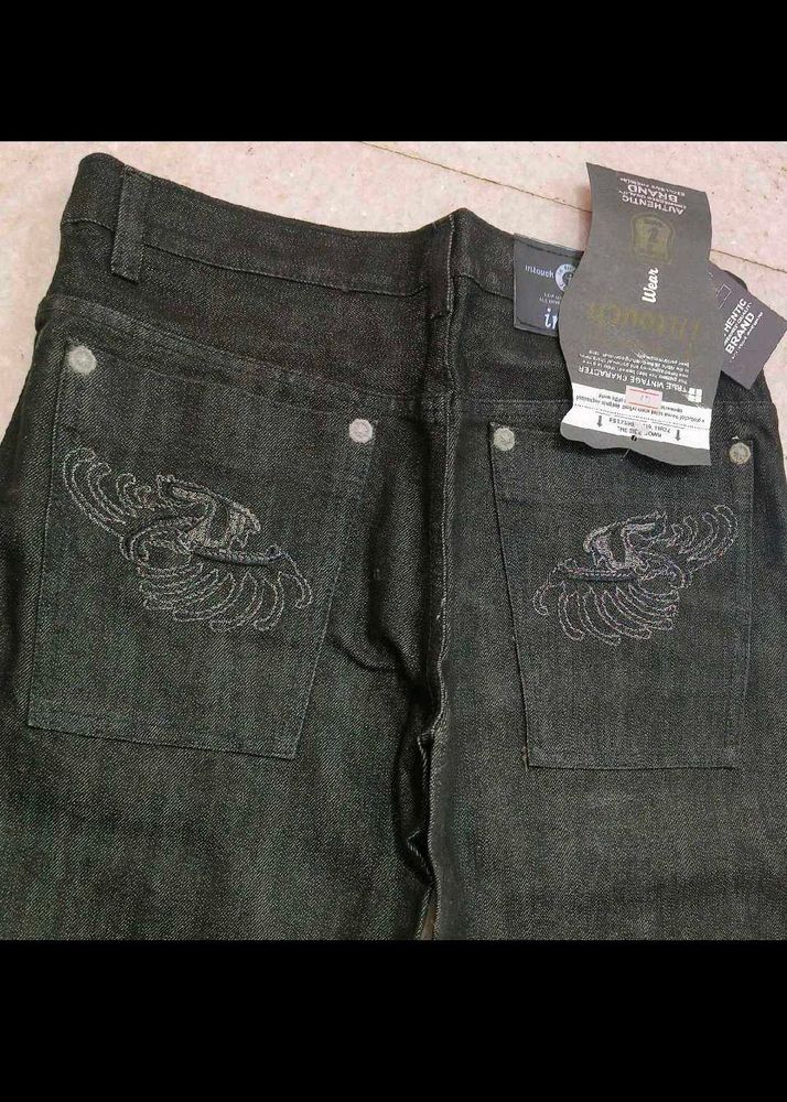 Y2K Back Pocket Embroidery Denim