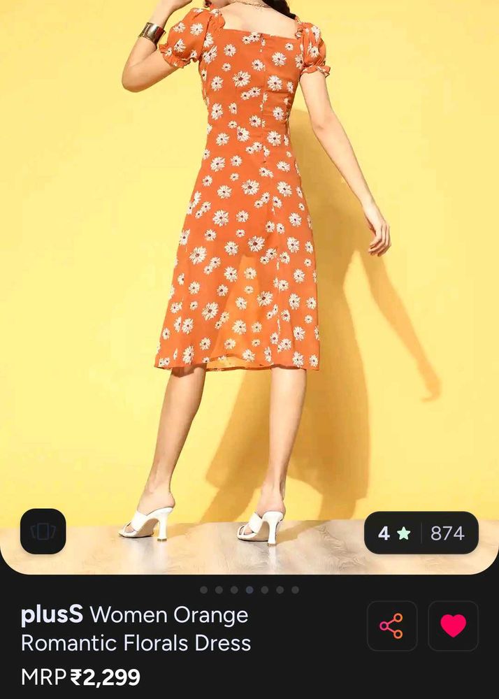 PlusS Orange Romantic Floral Dress