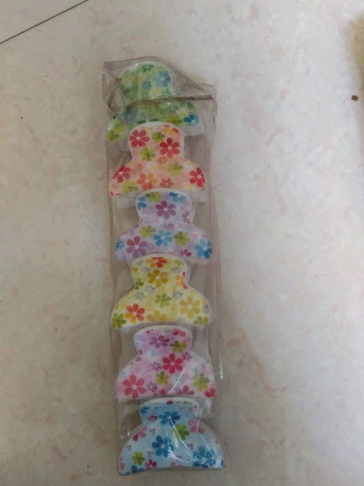 Set of 6 Floral Claw Clips