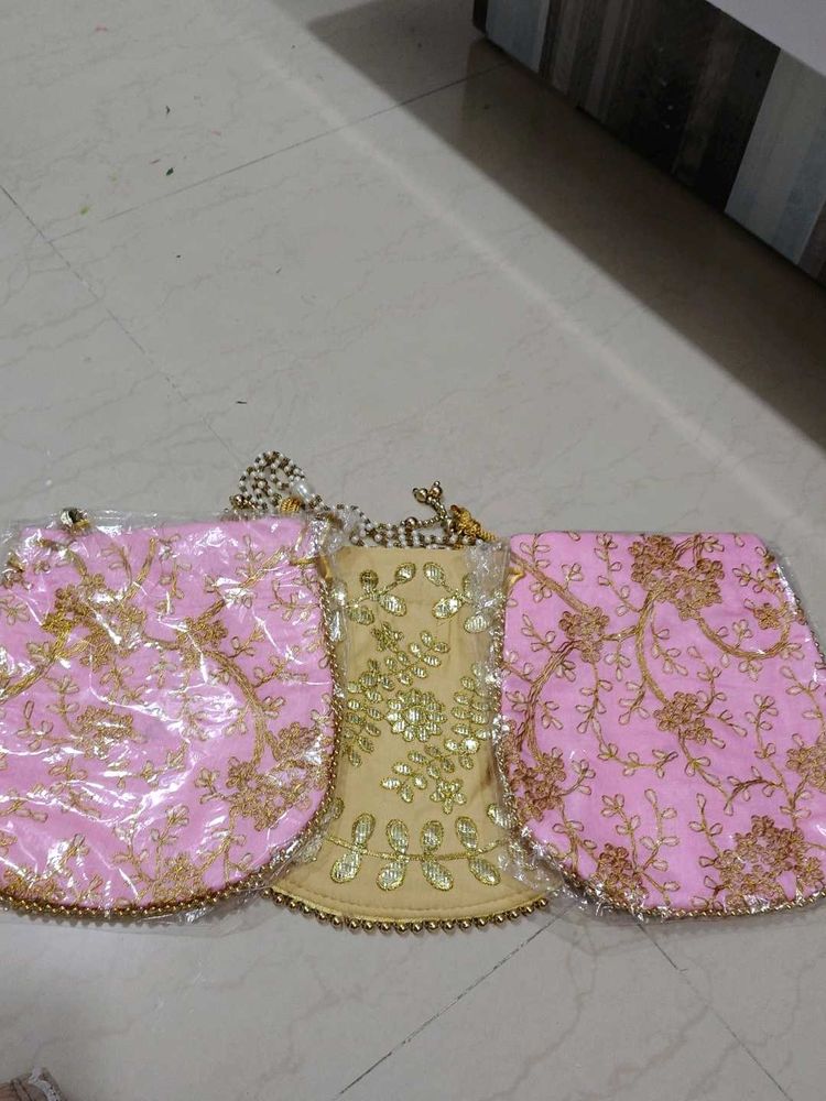 Embroidered Potli Bags - Set of 3