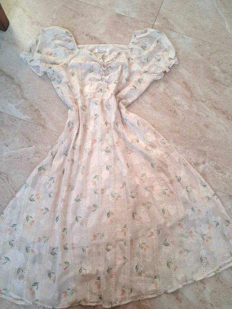 Cute Floral Puff Sleeve Dress