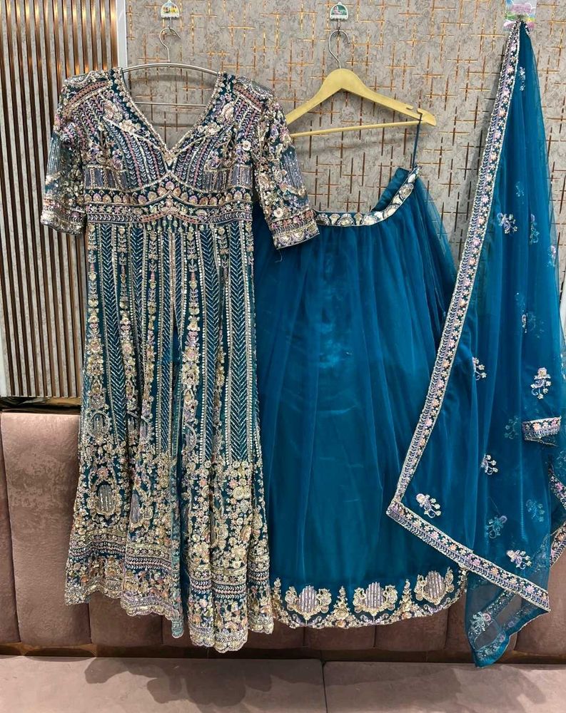 Stunning Embellished Teal Lehenga Choli Set