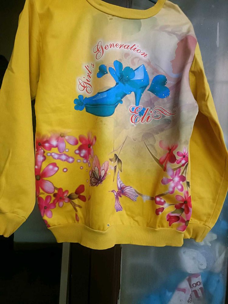 Multi Yellow Sweatshirt For Women In Xl Size