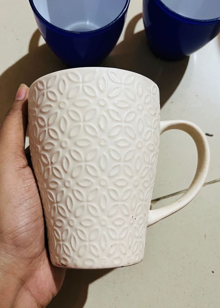 Embossed Floral Coffee Mugs 3
