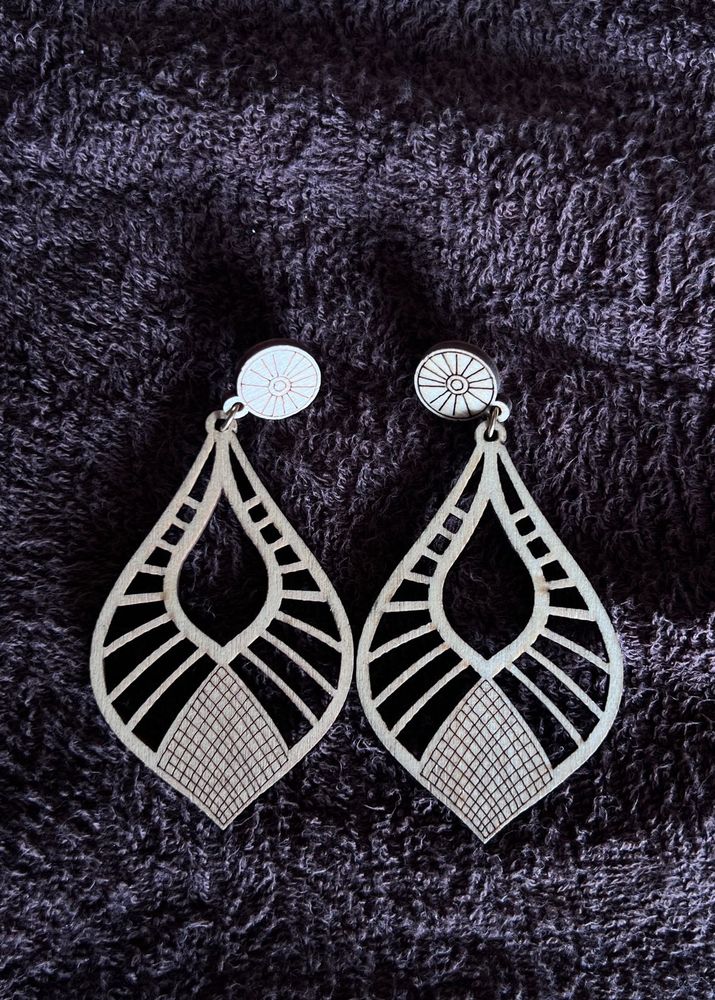 Unique Teardrop Wood Earrings