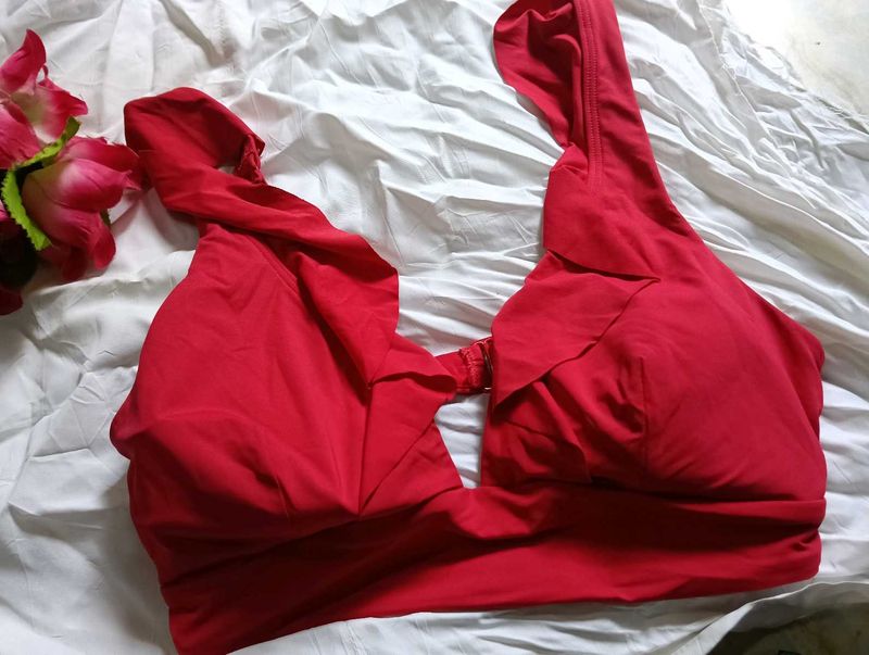Vibrant Red Bikini Top