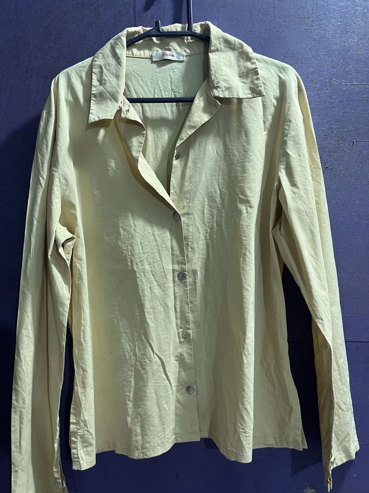 Beige Long Sleeve Button-Down
