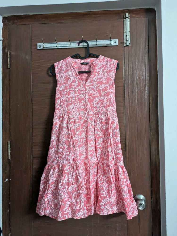 Flowy Pink Floral Tiered Dress