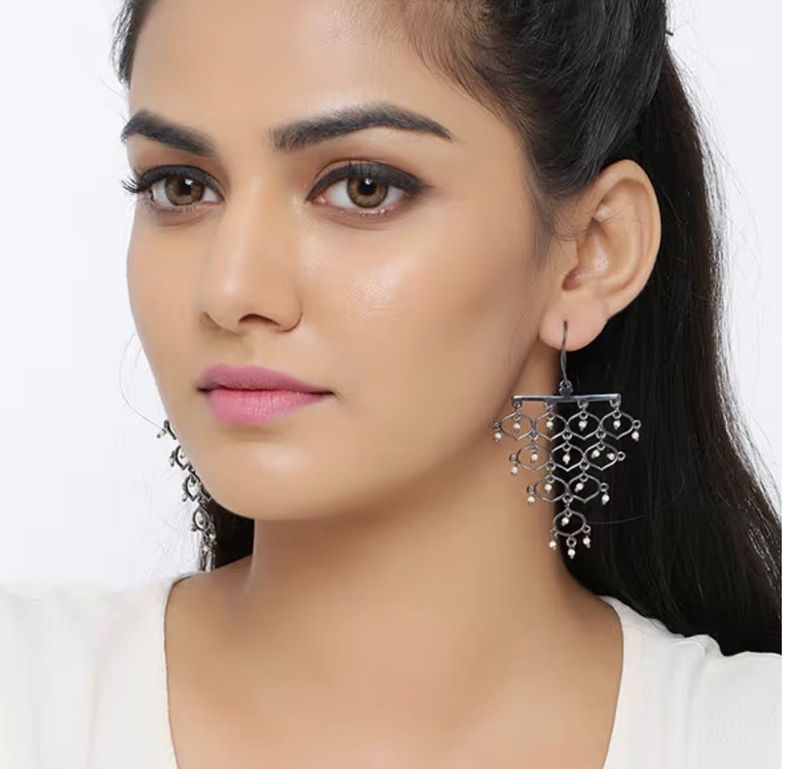 Jali pearl layered drop earrings