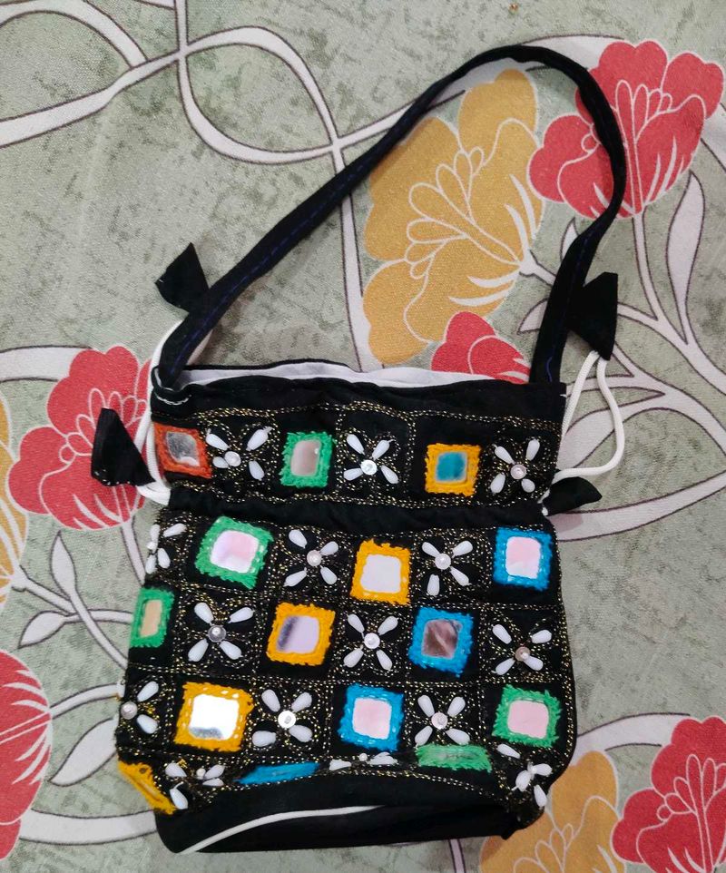 Traditional Ethnic Mirror Work Potli Bag