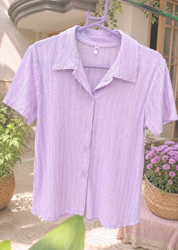 Lavender Textured Button-Up Shirt