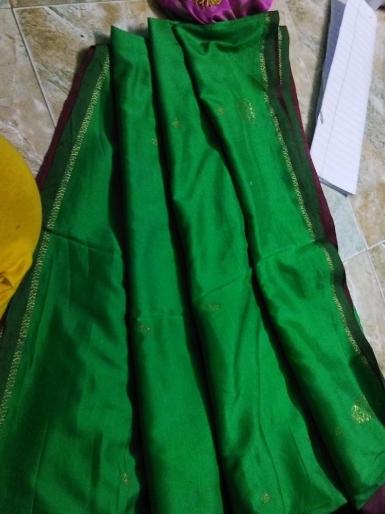 Green Maroon Pattu Saree