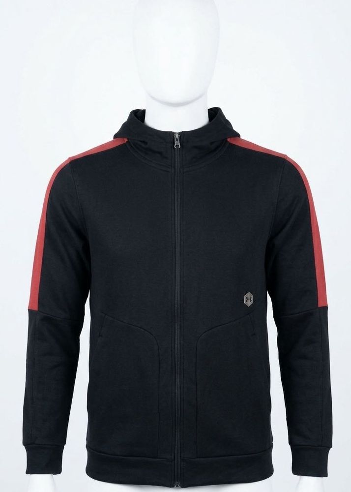 under Armour Men's Black &amp; Red Striped Hoodie