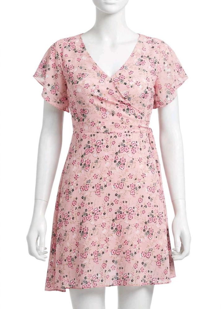 Chic Pink Floral Print Dress