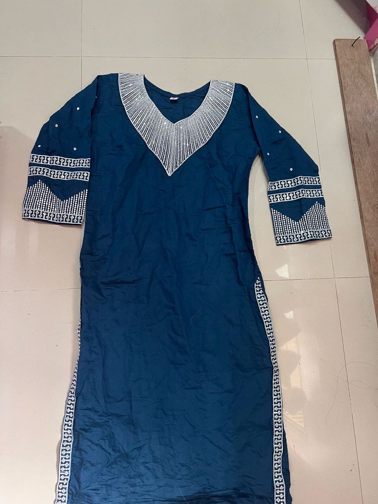Stunning Embellished Teal Kurta