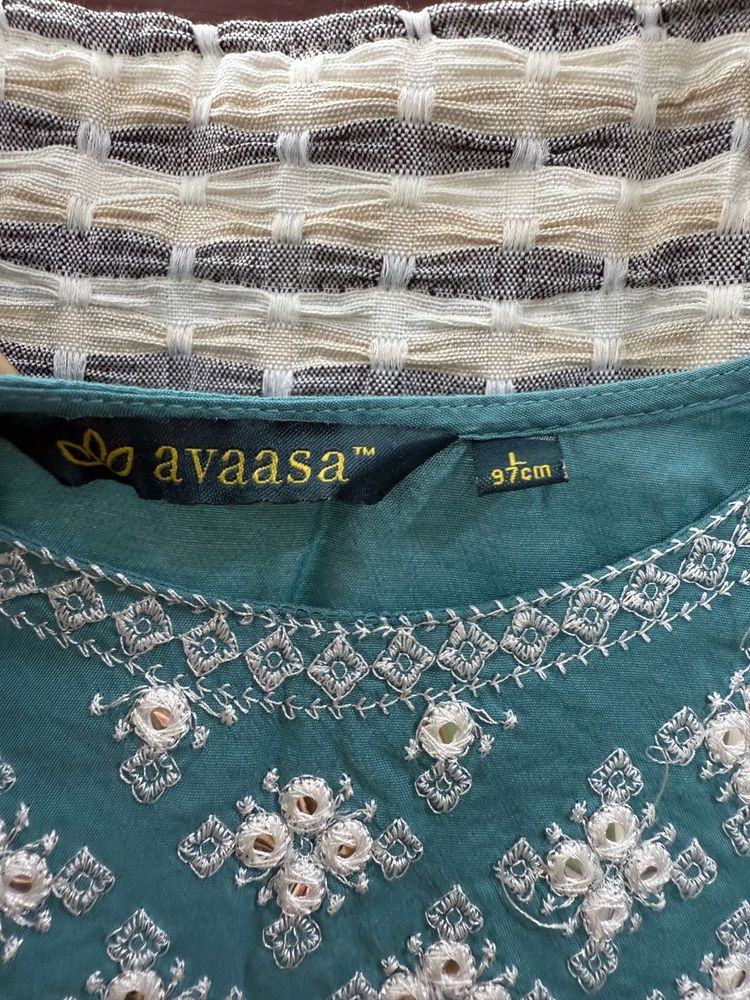 Beautifully Embroidered Teal Kurta