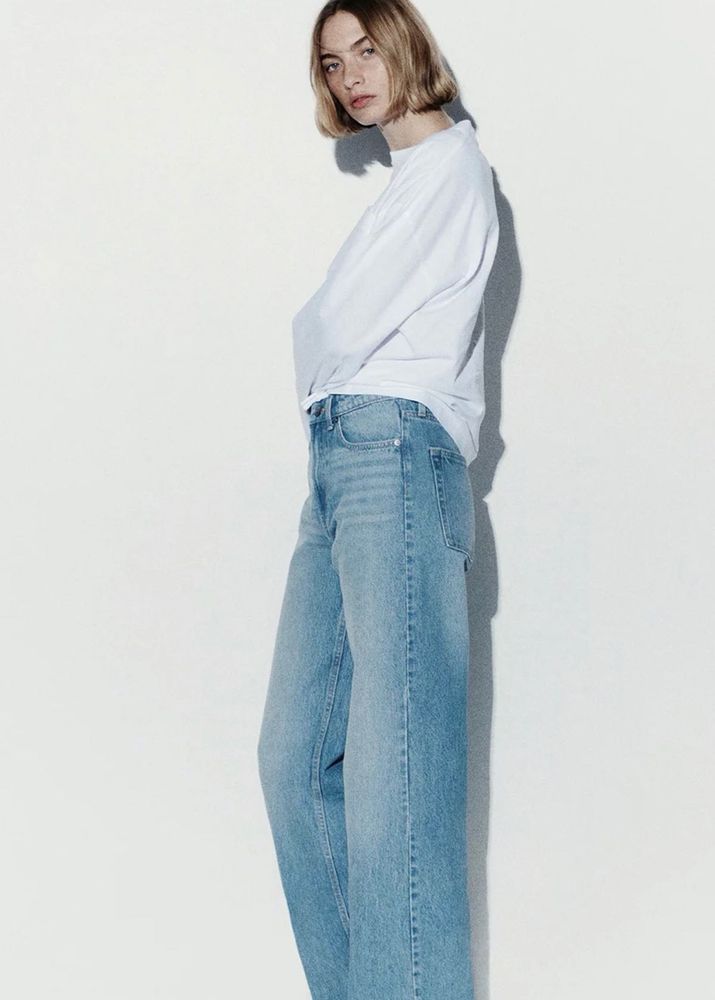 h&amp;m Light Wash Wide Leg Jeans