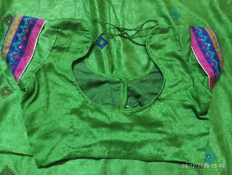 Green Embroidered saree with Blouse
