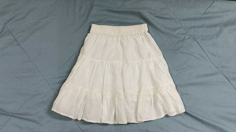 White Tiered Mini Skirt