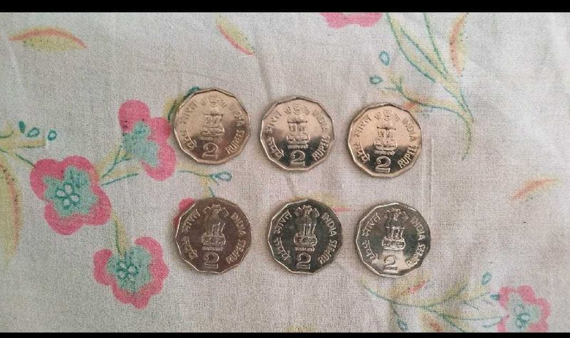 Six Pieces Two Rupees Flag Coins