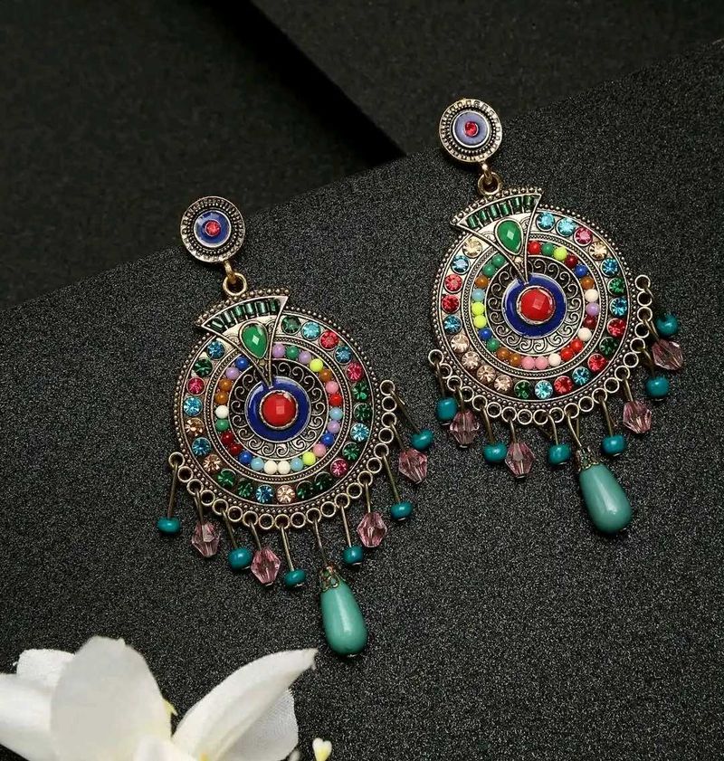 Bohemian Beaded Statement Earrings