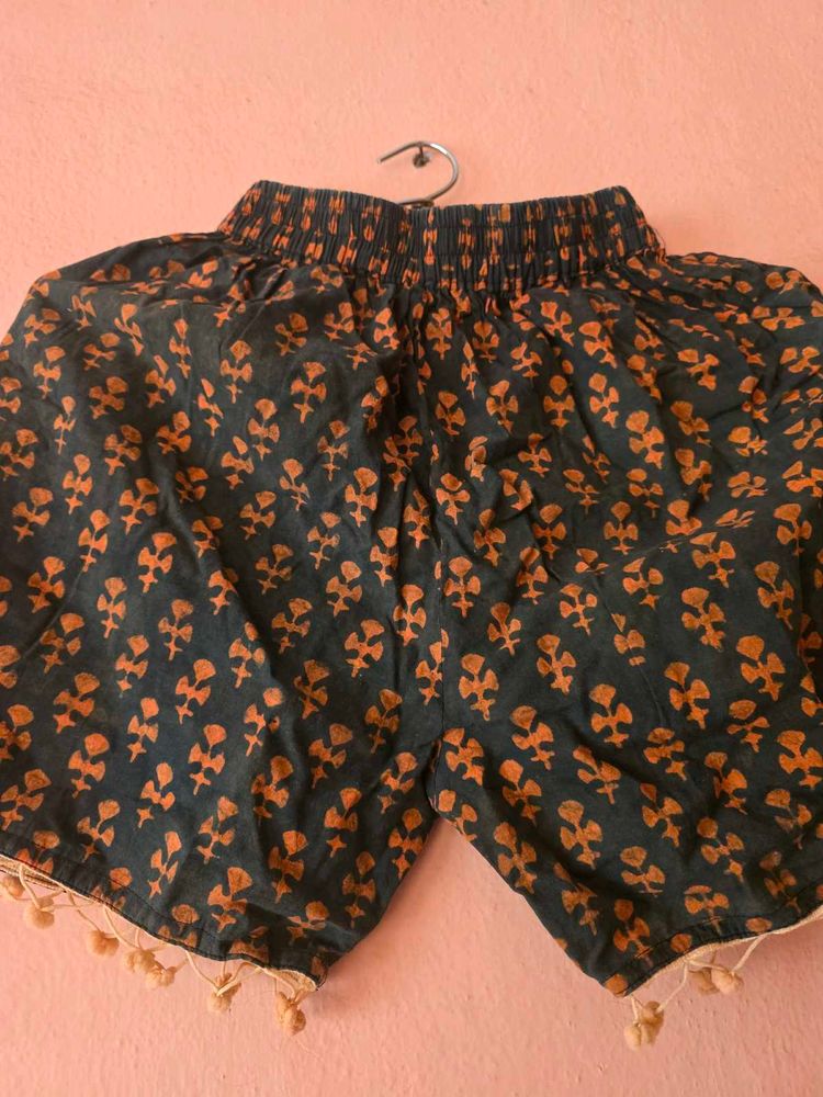 Boho Print Shorts with Tassel Detail