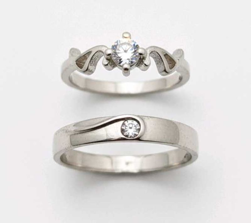Silver Tone Couple Rings