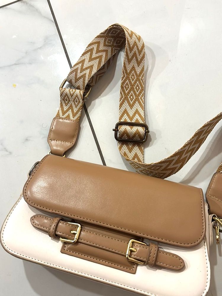 Stylish Crossbody Bag with Geometric Strap