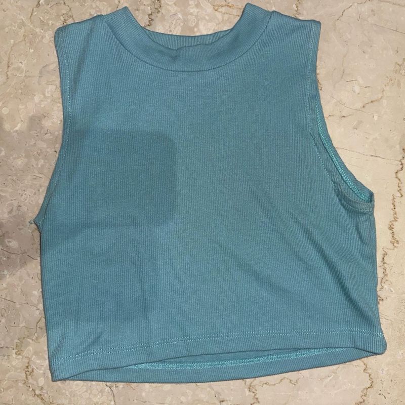 Aqua Ribbed Tank Top