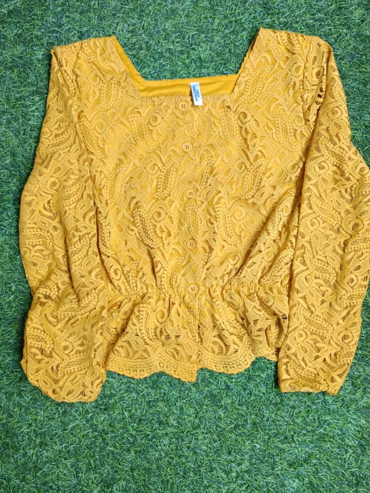 Stylish Yellow Lace Top used once only