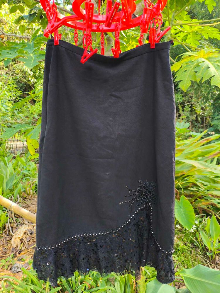 Elegant Black Beaded Skirt