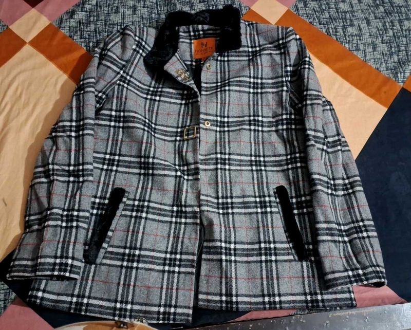 Women's Pea coat with Fur Collar