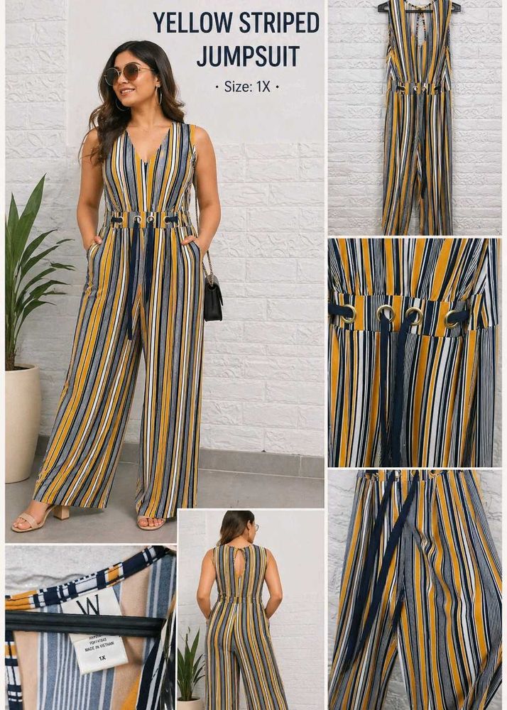 almost newYellow Striped Jumpsuit