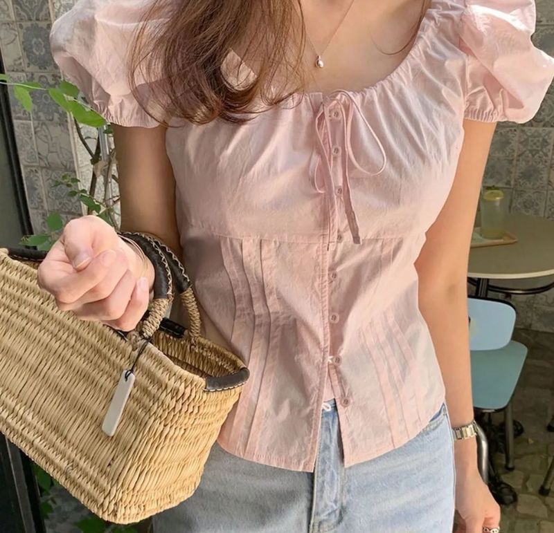 Pink Puff Sleeve Top