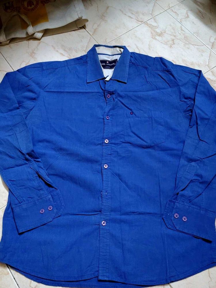 L Men's Royal Blue Casual Shirt