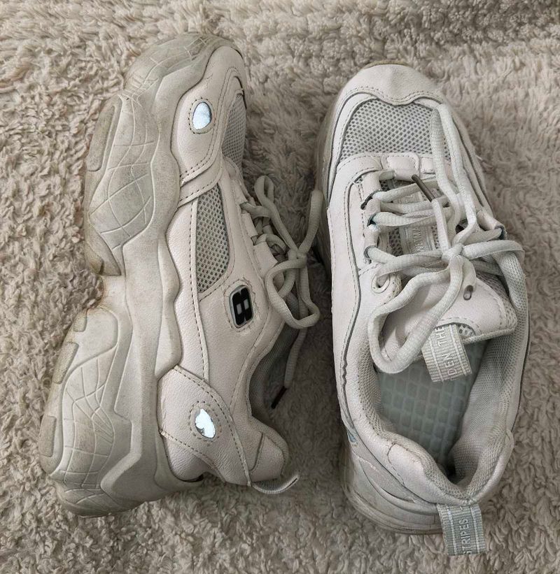 Chunky White Platform Sneakers