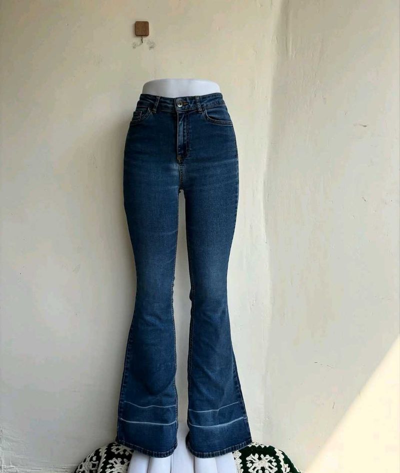 Flared Blue Denim Jeans