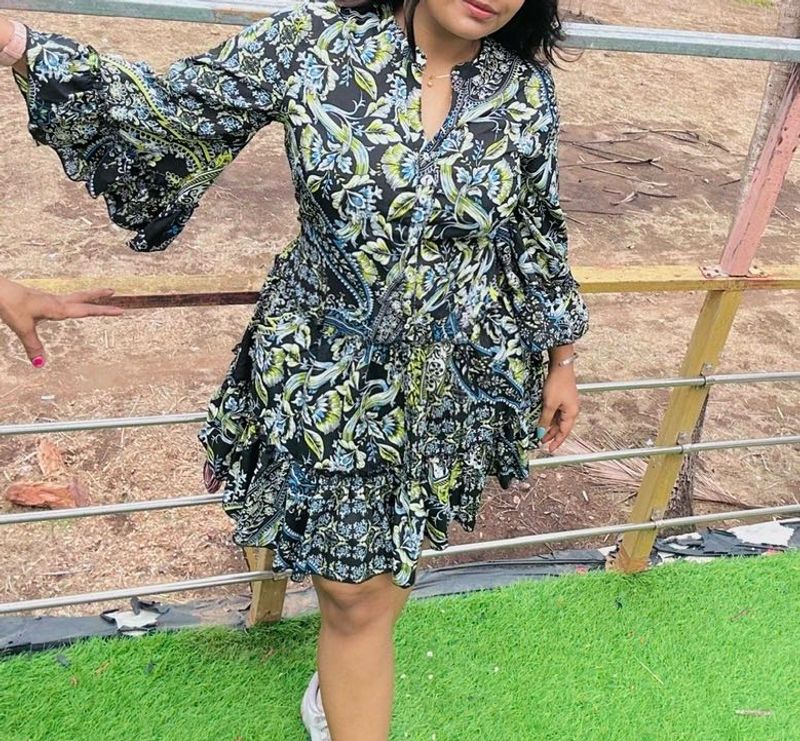 Boho Chic Print Mini Dress