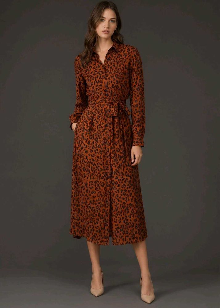 Chic Leopard Print Button-Down Dress